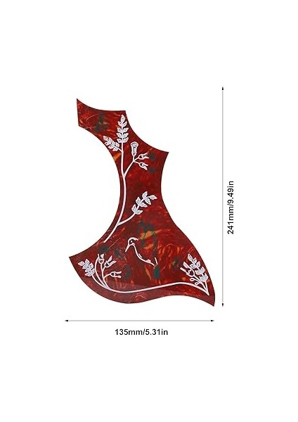 Yapışkanlı Kırmızı Çiçek Akustik Gitar Pickguard, Kazıma Plakası Pvc Halk Koruyucu, 40IN 41IN 42IN Gitar Pick Guard fiyatları