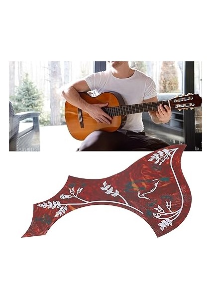 Yapışkanlı Kırmızı Çiçek Akustik Gitar Pickguard, Kazıma Plakası Pvc Halk Koruyucu, 40IN 41IN 42IN Gitar Pick Guard indirimleri