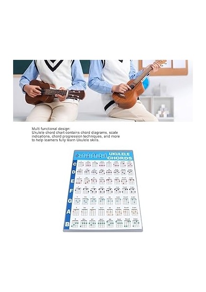 Ukulele Akor Sayfası Yeni Başlayanlar Için Profesyonel Dayanıklı Referans Kılavuzu Oyuncular Taşınabilir Kaplamalı Kağıt (Küçük (5,9 Inç)) modelleri