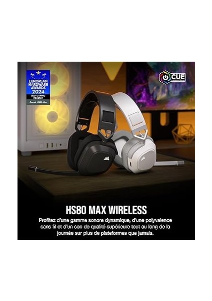 HS80 Max Kablosuz Çoklu Platform Oyun Kulaklığı, Bluetooth'lu - Dolby Atmos - Yayın Kalitesinde Mikrofon - Icue Uyumlu - Pc, Mac, Ps5, Ps4, Mobile - Beyaz fiyatları