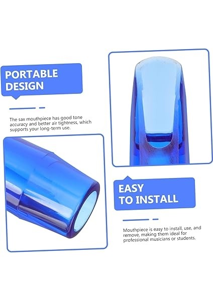 Alto Saksafon Yedek Ağızlık Seti Şeffaf Mavi Renk Profesyonel Müzik Aleti Parçası Yüksek Kalite ve Kolay Kullanım Için Seçim indirimleri