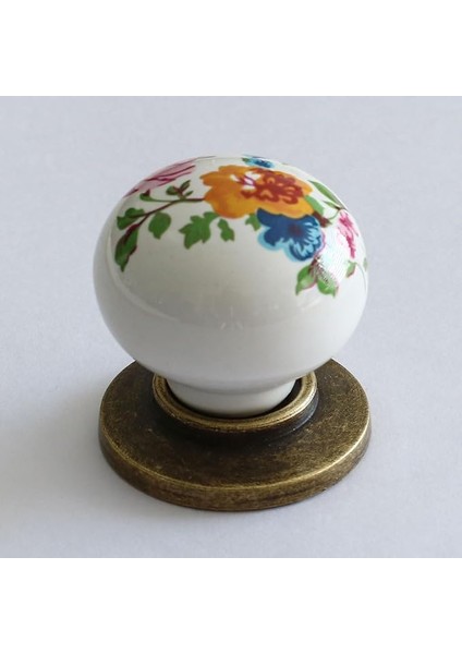 Gerçek Porselen Kulp Çiçekli Düğme Mobilya Mutfak Dolabı Çekmece Dolap Kulpları Kapak Kulpu Kulbu