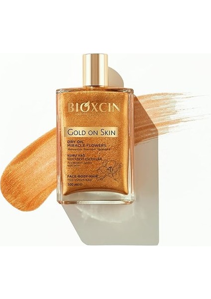 Gold On Skin Kuru Yağ – Yasemin, Manolya, Hanımeli, Kalendula ve Hindistan Cevizi Yağları Içeren Işıltı Veren Nemlendirici – 100 ml – Tüm Cilt Tipleri Için fırsatları