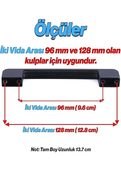 Adet Radus Siyah Metal Kulp 96 mm - 9.6 cm Mobilya Çekmece Mutfak Dolabı Dolap Kulpları Kulbu Kulpu fiyatları