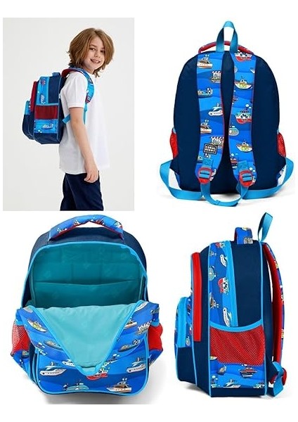 High Lacivert Mavi Gemiler Ilkokul Okul Sırt Çantası - Erkek Çocuk modelleri