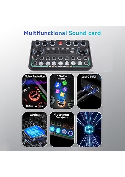 Canlı Ses Kartı 15 Ses Efektleri, 7 Podcast Modu, Aydınlatma Kontrollü 5 Ses Değiştirici Modu, Os x ile Uyumlu, Canlı, Podcasting, Kayıt modelleri