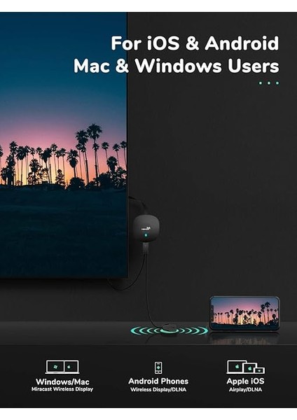 HDMI Kablosuz Akış Dongle 4k, HDMI Wi-Fi Ekran Dongle Ekran Desteği Miracast Airplay Dlna Android/ios/windows/mac Os/dizüstü Bilgisayardan Tv/monitöre / Projektöre fiyatları