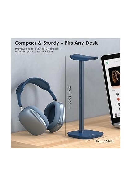 Kulaklık Tutucu, Tüm Kulak Üstü Bluetooth Kulaklıklar Için Kulaklık Standı, Ağırlıklı Tabanlı Evrensel Kulaklık Tutucu + Alüminyum Boru, Oyun Kulaklığı Tutucu, Çalışma Masası Aksesuarı (Mavi) fırsatları