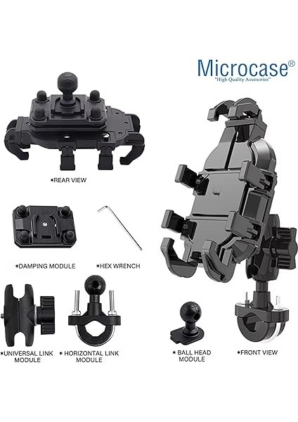 360 Derece Dönen Titreşim Önleyici Metal Motosiklet Bisiklet Scooter Telefon Tutucu - AL5073 fiyatları