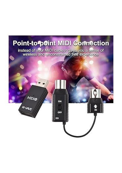 Mini Kablosuz Iletim Sistemi Mıdı Sistemi Mıdı Kablosuz Adaptör Mıdı Arayüzlü Cihazlar Için Tak Çalıştır Desteği indirimleri