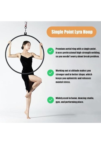 Komple Siyah Lyra Hava Halkası Seti, Demir Sıfır Noktası Lira Lastiği, Arma Kiti ve Kaymaz Bantlı, Akrobasi/sirk Için Hava Halkası, 1,2 Inç Kalınlığında (Boyut: 85 cm (33 Inç)) fırsatları