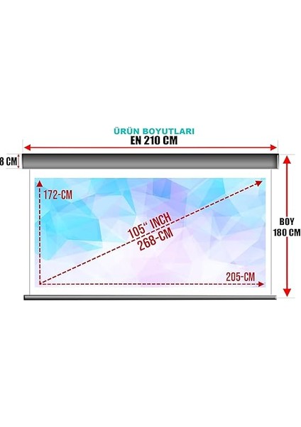 Stor EN210CM BOY180CM Projeksiyon Perdesi Manuel-Yeni Akıllı Kumaş Teknolojisi modelleri