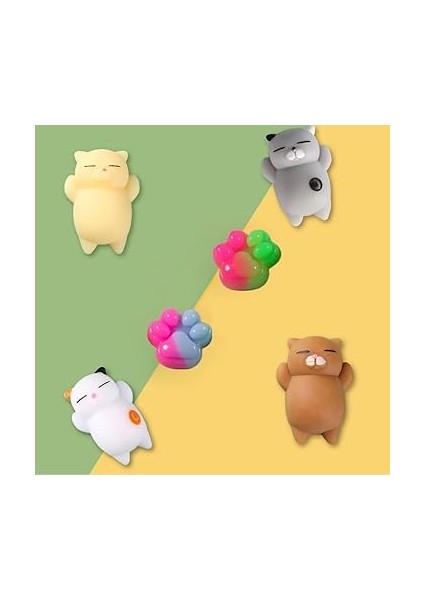 Adet (4 Kedi + 2 Pati ) Sevimli Mini Squishy Oyuncaklar, Sukuşi Yumuşak Kedi Pençesi, Stres Önleyici Oyuncaklar, Çocuklar ve Yetişkinler Için Sıkmalı Oyuncaklar, Rahatlatıcı, Kawaii Cat&paws modelleri