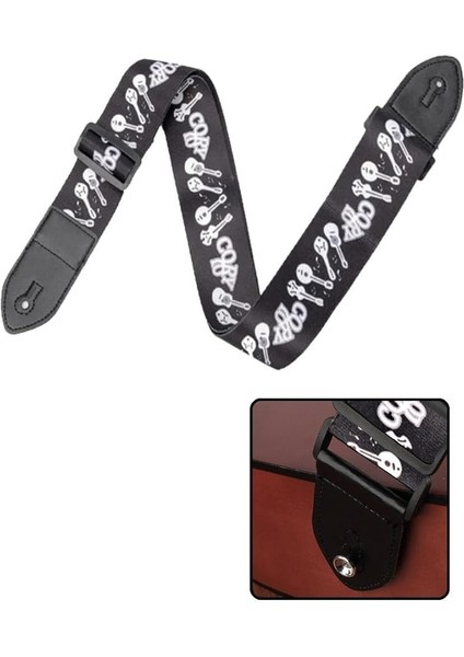 SR-11GT Gitar Omuz Askısı, Siyah Renk Desenli Uzunluk 90-143 cm