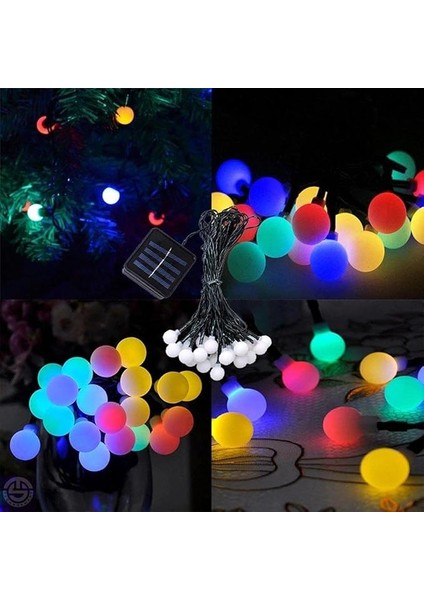 Solar 50 Ledli 8 Modlu Canlı Renkli Toplar Bahçe Aydınlatma Dekorasyon Güneş Enerjili