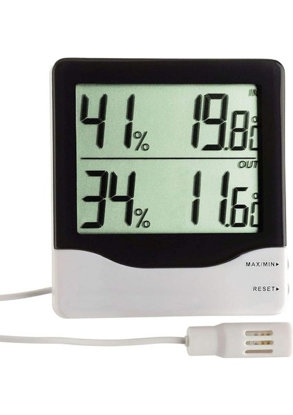 Iç-Dış Dijital Problu Termometre Nem Ölçer, Beyaz