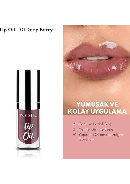 Lip Oil 30 Deep Berry Nemlendirici ve Parlatıcı Dudak Bakım Yağı, Mor fırsatları