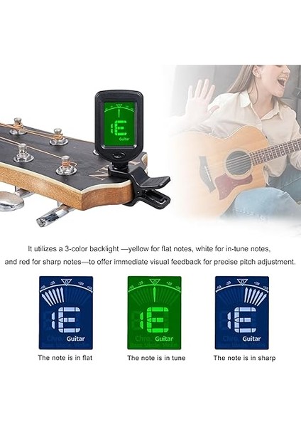 Takılabilir Gitar Akort Cihazı, Dijital Ukulele Akort Cihazı, Döner LCD Ekran, Şarj Edilebilir C Tipi Tuner, Gitar, Bas, Ukulele, Keman, Banjo Için Tuner indirimleri