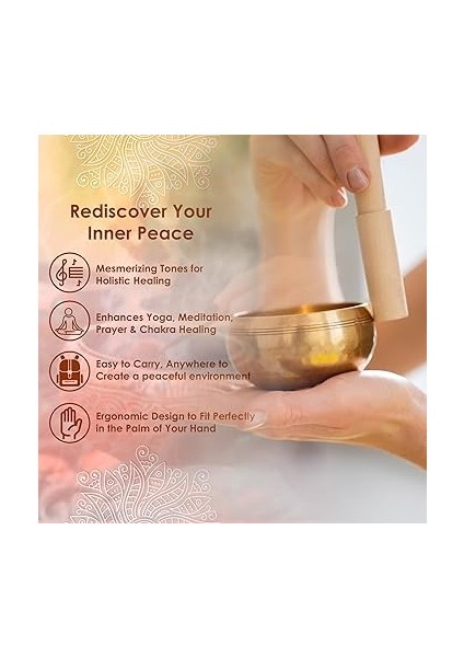 Tibet Şarkı Kase Seti, Farkındalık ve Stres Giderici Zen Dekor, Şifa ve Farkındalık Için Nepal'de El Yapımı Kase (Altın, 3 Inç) fırsatları