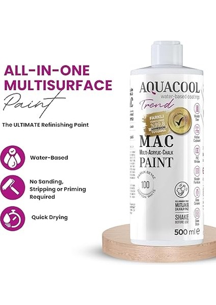Trend Mac Su Bazlı Hibrit Dönüşüm Boyası 500ML (Trd 100 Pamuk Beyaz) fiyatları
