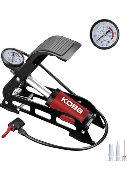 KB0901 87PSI Analog Basınç Göstergeli Ayak Pompası, Kırmızı/siyah