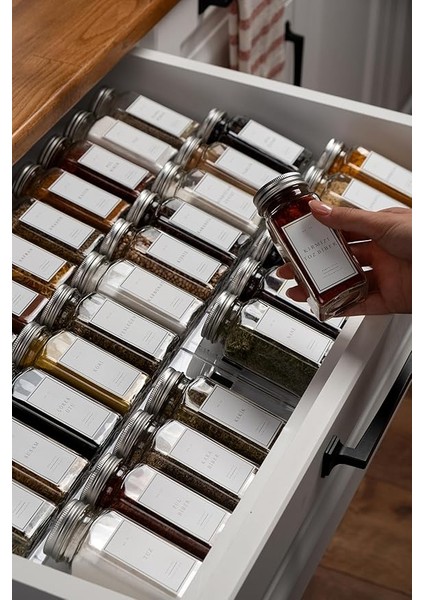 Home 12'li Baharatlık Seti, 120 Ml, Gümüş Kapaklı,beyaz Etiketli Standsız Takım