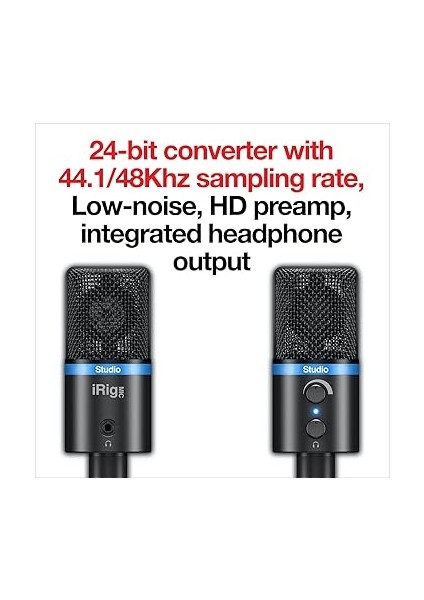 Multimedia Irig Mic Studio - Black Ultra Portatif Büyük Diyafram Condanser Mikrofon (Ios, Android, Mac & Pc) fırsatları