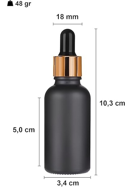 ml Mat Siyah Cam Damlalıklı Serum Şişesi 30 cc Renkli Metal Kapaklı Dropper Cam Şişe 2 Adet (Gold Yüzük | Siyah Lastik) fiyatları