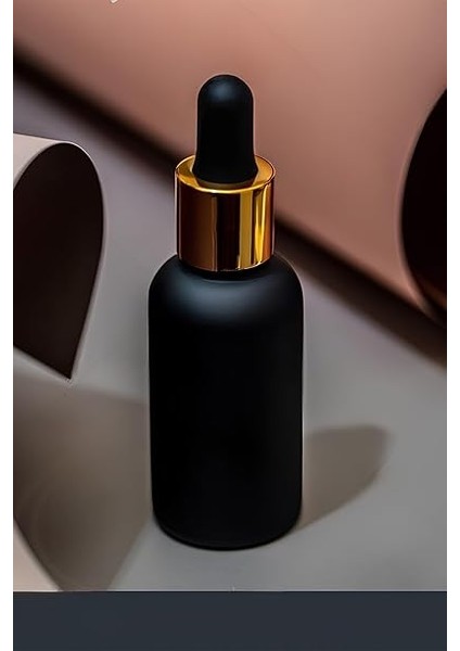 ml Mat Siyah Cam Damlalıklı Serum Şişesi 30 cc Renkli Metal Kapaklı Dropper Cam Şişe 2 Adet (Gold Yüzük | Siyah Lastik) fırsatları