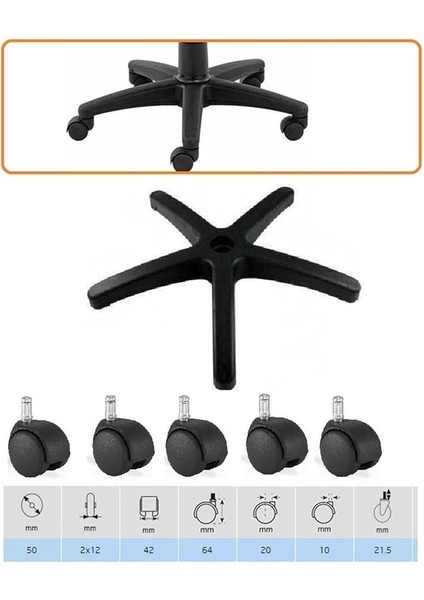 Ofis Koltuğu Için Tekerlekli Yıldız Ayak Ahtapot Koltuk Ayağı 5 Tekerli Üniversal fiyatları