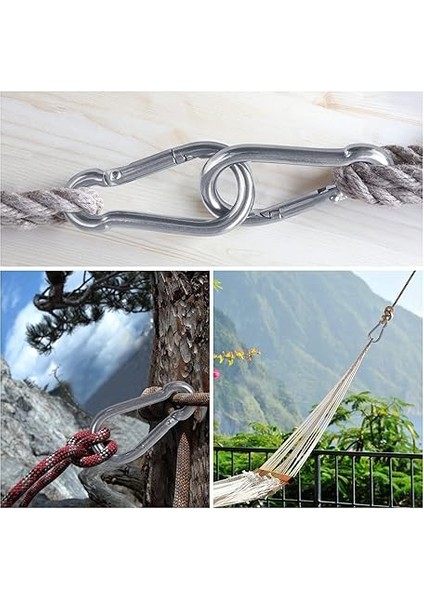 12 Adet M6 Karabina Kanca - Ağır Hizmet Tipi 304 Paslanmaz Çelik Geçmeli Kanca, Carabiner Anahtarlık Klipsleri Açık, Kamp, Yürüyüş Için modelleri