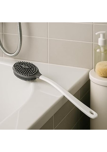 Uzun Saplı Silikon Vücut ve Masaj Fırçası – Banyo Lifi | Ergonomik Saplı, Çift Yüzeyli Duş Fırçası (Renk Stok Durumuna Göre Gönderilir) fırsatları