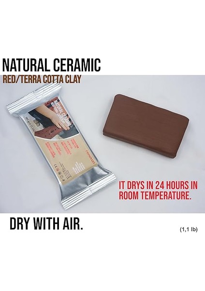 Seramik Kil Hamuru, Kırmızı Terra/cotta 500 gr Fırınlamaya Gerek Olmayan Güzel Sanatlar Figür Heykel Modelleme Oyun ve Montessori Sınıfları Için Toksik Olmayan Doğal Kil fırsatları
