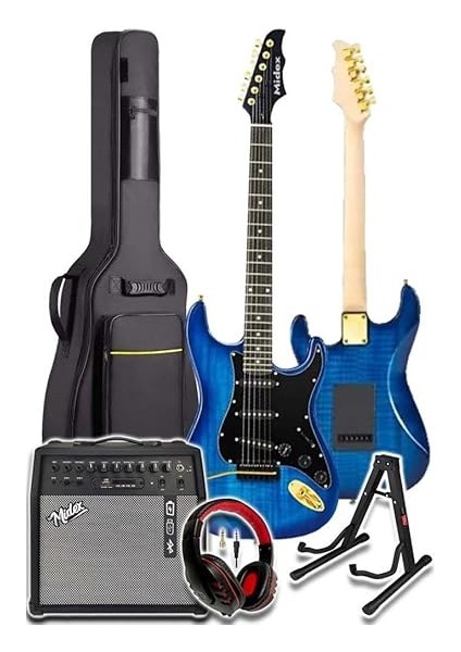GLC-40BL-50AMP Elektro Gitar Seti 50 Watt Şarjlı Bt Amfi Kulaklık ve Full Set fiyatları
