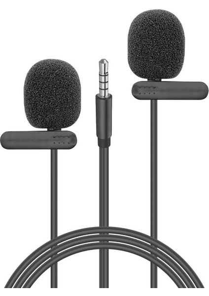 SN-M60 Siyah 2 Mikrofonlu Akıllı Telefon ve Youtuber Yaka Mikrofonu