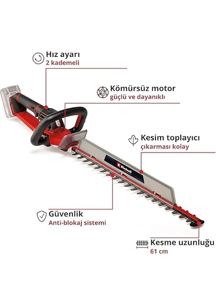 Professional Akülü Çit Budama Gp-Ch 18/61 Li Bl-Solo Power X-Change (18 V, Kömürsüz, Kesme Uzunluğu 61 cm Anti Blokaj Sistemi, Kılıf Dahil, Aküsüz) modelleri