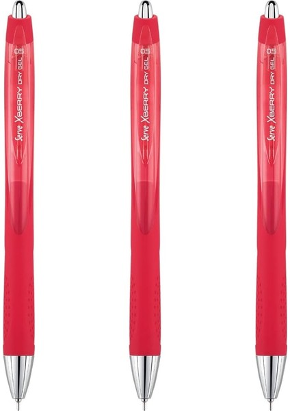 Xberry Jel Kalem 05MM Igne Uc Kırmızı 02 3lu Set