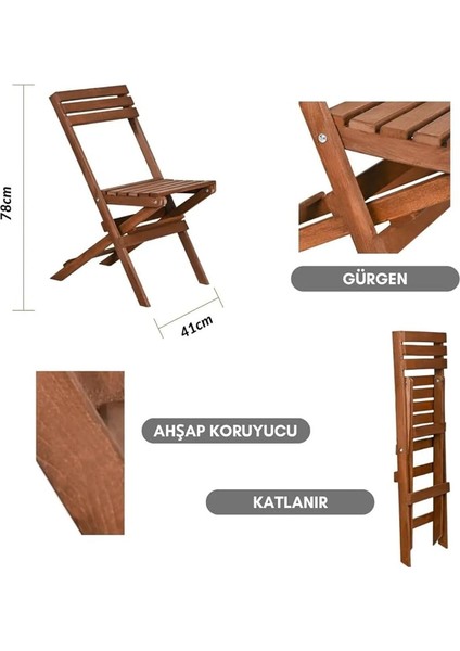 Ahşap 3'lü Bistro Set, Katlanır Minderli Masa Sandalye Takımı, Balkon Bahçe Mobilyası, Ceviz-Yeşil modelleri