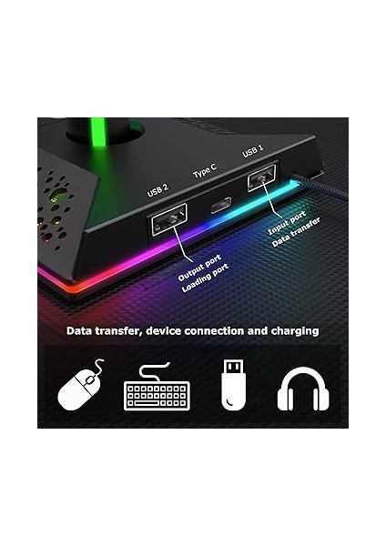 Oyun Kulaklığı Standı Rgb, Kulaklık Tutucu, 2 USB Bağlantı Noktası ve Tip C, Kulaklık ve Xbox Ps5 Switch Controller Için Evrensel Kulaklık Tutucu fırsatları