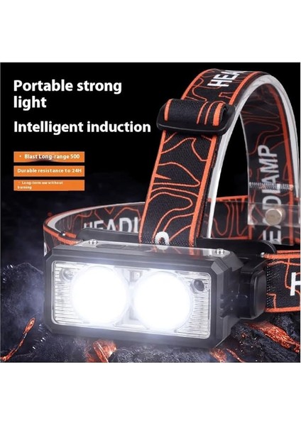 Lambası Feneri Sensörlü LED Far USB Şarj Edilebilir 18.650MAH Ultra Yüksek Batarya Ayarlanabilir Açı Su Geçirmez 6 Led+ 2 Cob Kafa Lambası Dağ Tırmanışı Gece Balıkçılık [enerji Sınıfı A+] fiyatları