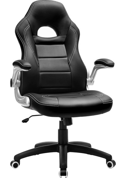 Oyuncu Sandalyesi, Yüksek Sırtlı, Ofis Koltuğu, Yüksekliği Ayarlanabilir, Katlanabilir Kolçaklar, Sallanan Fonksiyon, Oyuncular Için, Siyah OBG28B