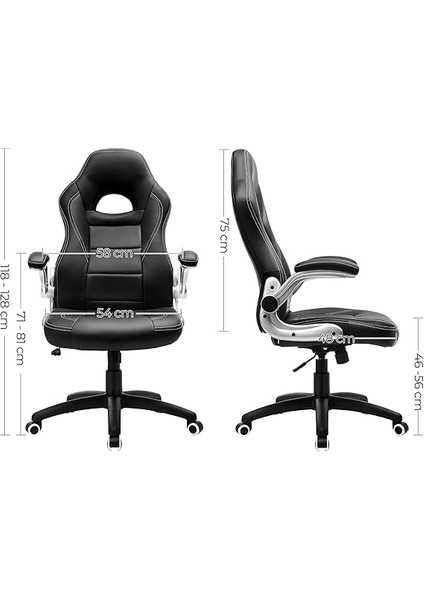 Oyuncu Sandalyesi, Yüksek Sırtlı, Ofis Koltuğu, Yüksekliği Ayarlanabilir, Katlanabilir Kolçaklar, Sallanan Fonksiyon, Oyuncular Için, Siyah OBG28B modelleri