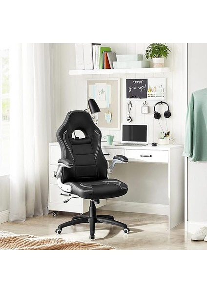 Oyuncu Sandalyesi, Yüksek Sırtlı, Ofis Koltuğu, Yüksekliği Ayarlanabilir, Katlanabilir Kolçaklar, Sallanan Fonksiyon, Oyuncular Için, Siyah OBG28B fırsatları