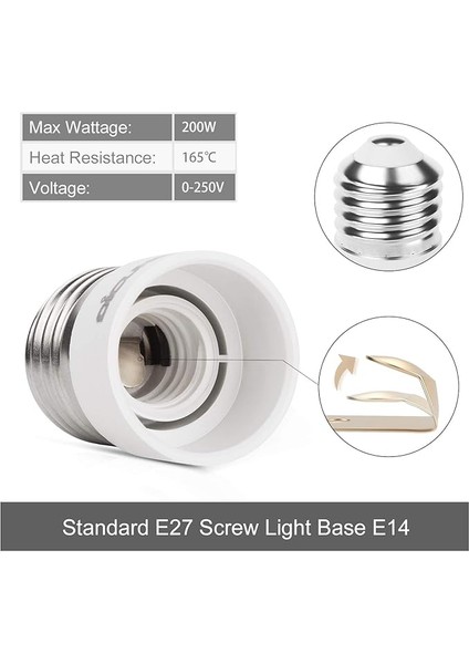 E27 E14 Lamba Duyu Dönüştürücü, Adaptör Duyu Büyük Edison Dişli, E27 Ila E14, Isıya Dayanıklı, LED Lamba, Ampul ve Cfl Ampul Için, 10'lu Paket modelleri