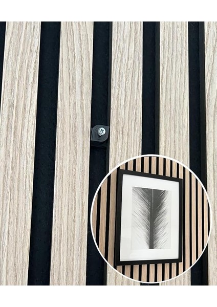 Akustik Duvar Klipsi - 4 Adet - Delme Gerektirmez - Siyah - Plastik - Vida - Resim Tutucu - Akustik Duvar Paneli Klipsi