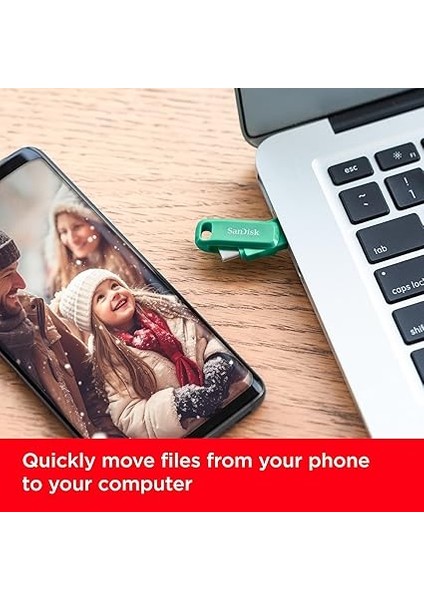 1 Tb Ultra Dual Drive Go USB Type-C Flash Sürücü, Çift Taraflı Takılabilir USB Tip C ve Tip A Konnektörlü, Akıllı Telefonlar, Tabletler, Mac'ler ve Bilgisayarlar Için, Yeşil indirimleri