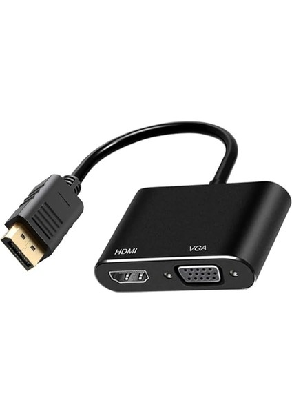 Çoklayıcı Adaptör 2 In 1 Dp To VGA HDMI Kasa Bilgisayar Uyumlu Çevirici Adaptör Çok Portlu Çoklayıcı 2in1 Displayport To VGA HDMI ZR723
