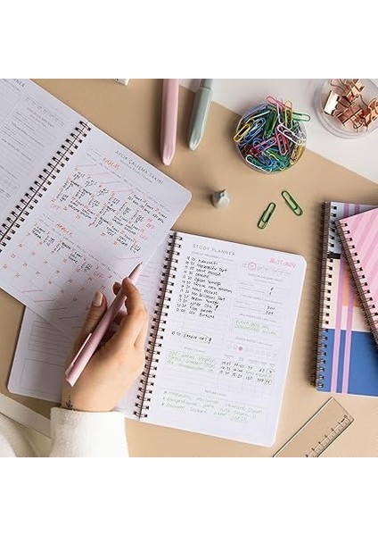 A5 Spiralli Ders Çalışma Planlayıcısı - Study Planner - Sınava Hazırlık Ayt-Tyt-Kpss-Ales-Yds Renkli fırsatları
