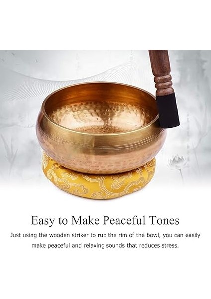 Tibet Şarkı Kase Seti, 20,5 Cm/ 8 Inç Büyük El Yapımı Metal Ses Kasesi ve Yumuşak Yastık (Rastgele Renk Teslimatı) ve Meditasyon Ses Çakra Şifa Yogası Gevşeme Için Ahşap Forvet fiyatları