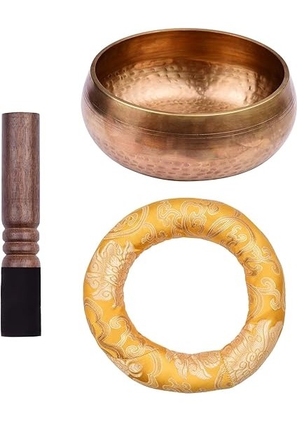 Tibet Şarkı Kase Seti, 20,5 Cm/ 8 Inç Büyük El Yapımı Metal Ses Kasesi ve Yumuşak Yastık (Rastgele Renk Teslimatı) ve Meditasyon Ses Çakra Şifa Yogası Gevşeme Için Ahşap Forvet fırsatları
